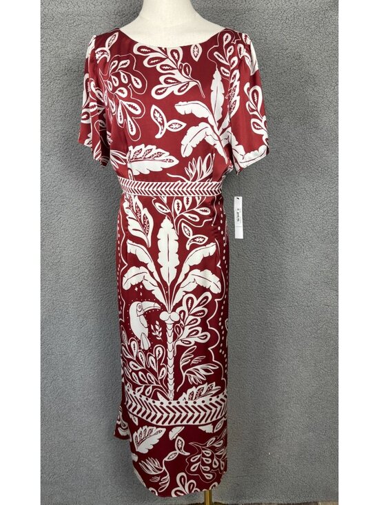 Maggy London Dresses & Skirts - Maggy London Women'sTropical Print Midi Dress 16 V-Back Short Sleeves Multi NWTs